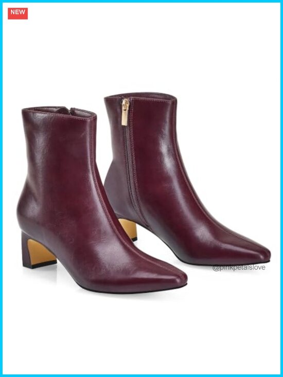 Shoes - GENSHUO Women's Ankle Boots 2 Inch Chunky Block Low Heels Faux Leather Suede